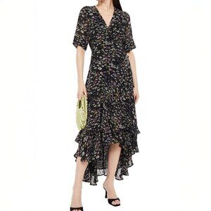 GANNI nwt // the pav asymmetrical floral print wrap midi dress 32 XS